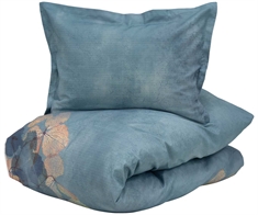 Turiform sängkläder - 140x200 cm - September blå - Blommiga sängkläder - 100% bomull satin bäddset